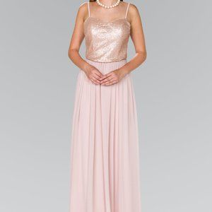 Full Sequin Top Chiffon Long Dress GSGL2416